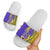 Campione d’Italia Slide Sandals with Yellow Horse Graphic and Purple Flame Crest - Wonder Print Shop