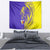 Campione d’Italia Tapestry with Yellow Horse Graphic and Purple Flame Crest - Wonder Print Shop