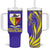 Campione d’Italia Tumbler With Handle with Yellow Horse Graphic and Purple Flame Crest - Wonder Print Shop
