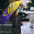 Campione d’Italia Umbrella with Yellow Horse Graphic and Purple Flame Crest - Wonder Print Shop