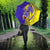 Campione d’Italia Umbrella with Yellow Horse Graphic and Purple Flame Crest - Wonder Print Shop