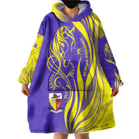 Campione d’Italia Wearable Blanket Hoodie with Yellow Horse Graphic and Purple Flame Crest - Wonder Print Shop