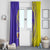 Campione d’Italia Window Curtain with Yellow Horse Graphic and Purple Flame Crest - Wonder Print Shop