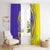 Campione d’Italia Window Curtain with Yellow Horse Graphic and Purple Flame Crest - Wonder Print Shop