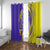 Campione d’Italia Window Curtain with Yellow Horse Graphic and Purple Flame Crest - Wonder Print Shop