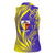 Campione d’Italia Women Sleeveless Polo Shirt with Yellow Horse Graphic and Purple Flame Crest - Wonder Print Shop