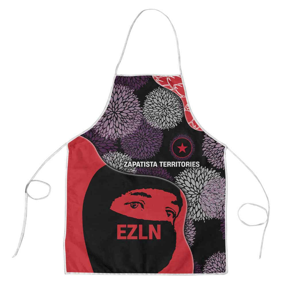 Zapatista Territories Apron Mexico with EZLN Masked Face and Floral - Wonder Print Shop