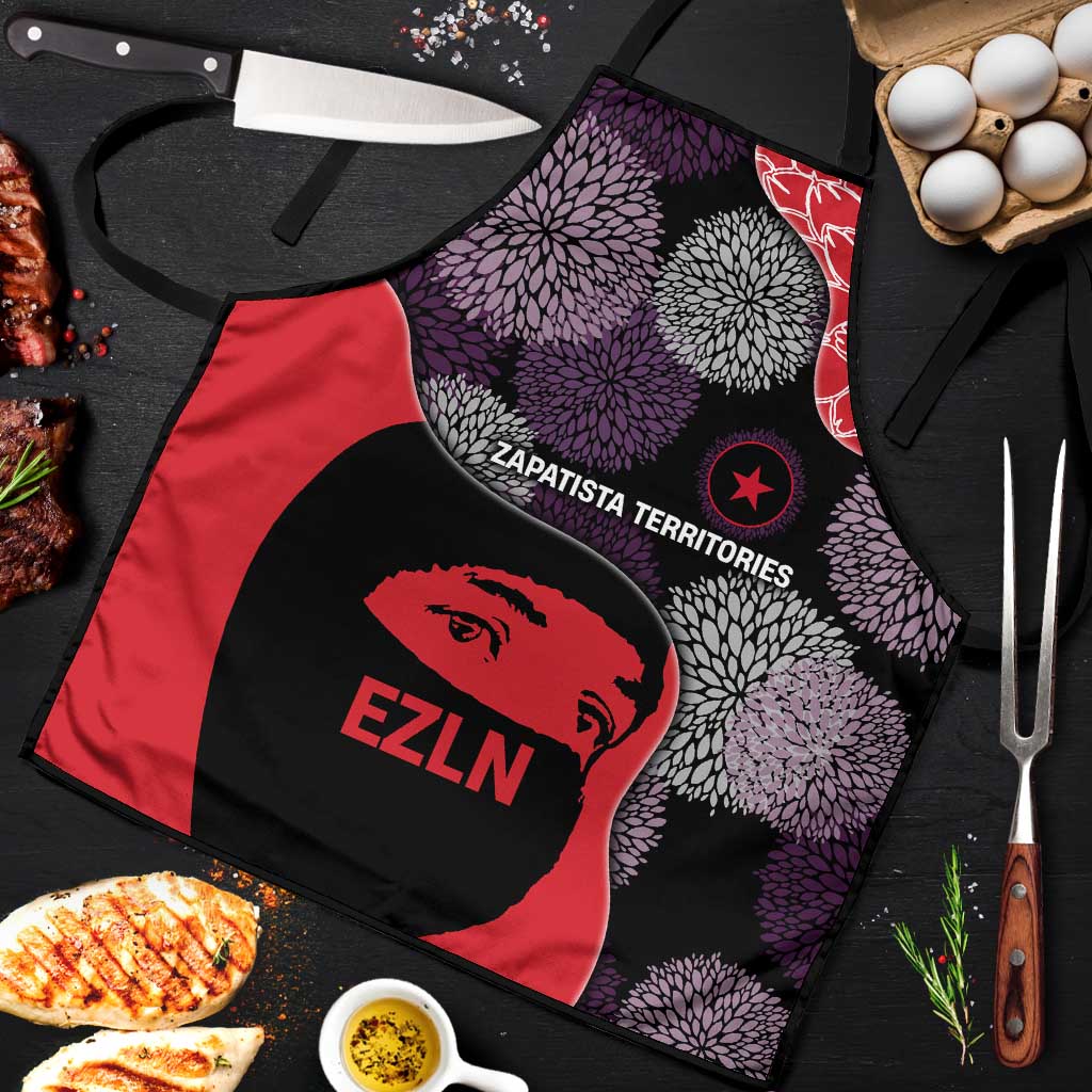 Zapatista Territories Apron Mexico with EZLN Masked Face and Floral - Wonder Print Shop