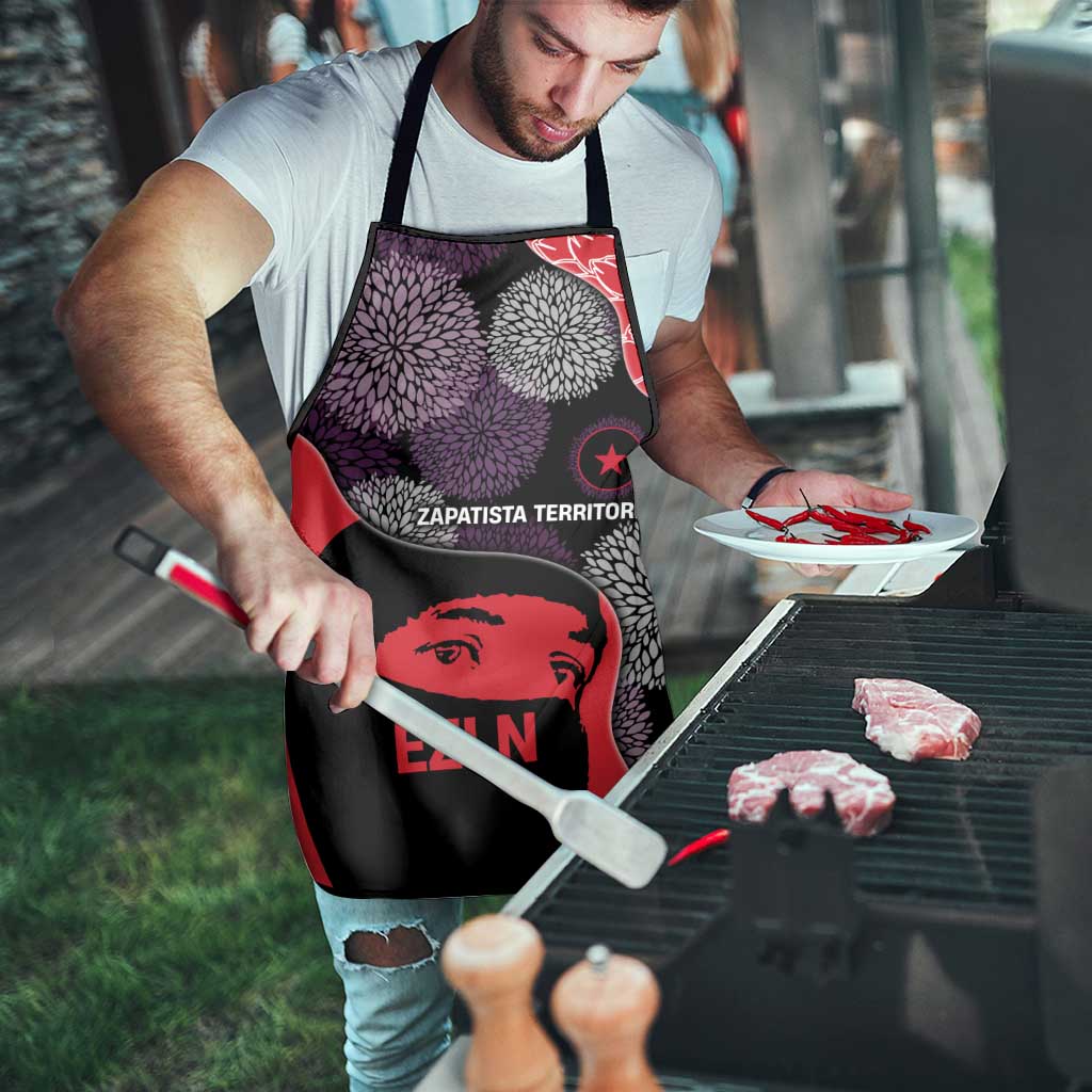 Zapatista Territories Apron Mexico with EZLN Masked Face and Floral - Wonder Print Shop