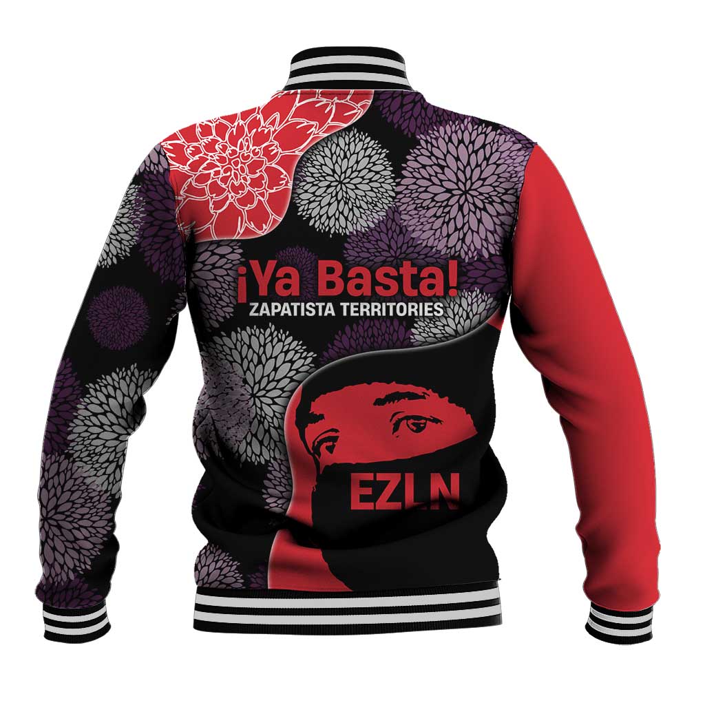Zapatista Territories Baseball Jacket Mexico with EZLN Masked Face and Floral - Wonder Print Shop