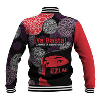Zapatista Territories Baseball Jacket Mexico with EZLN Masked Face and Floral - Wonder Print Shop