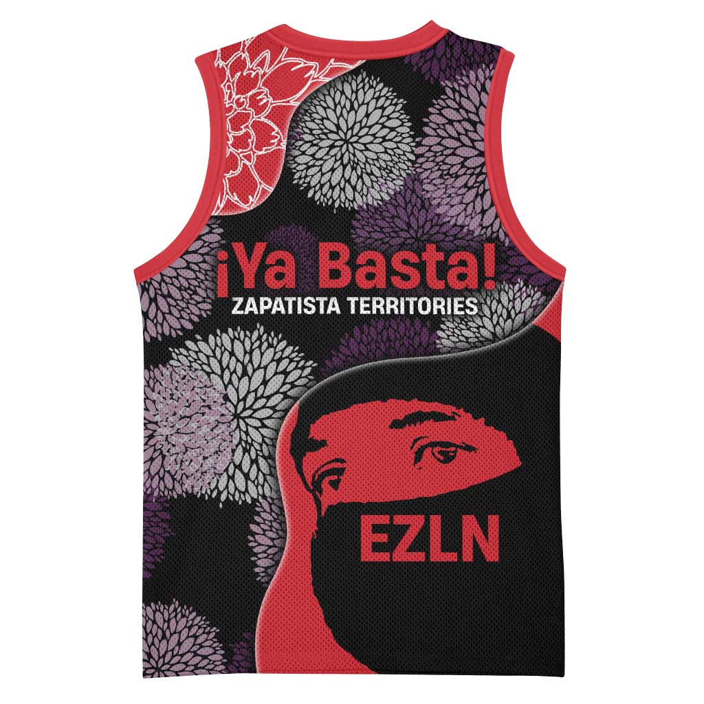Zapatista Territories Basketball Jersey Mexico with EZLN Masked Face and Floral - Wonder Print Shop