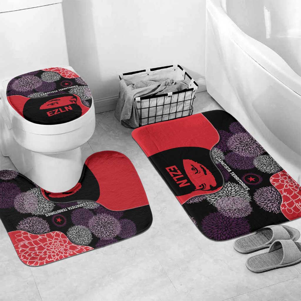 Zapatista Territories Bathroom Set Mexico with EZLN Masked Face and Floral - Wonder Print Shop