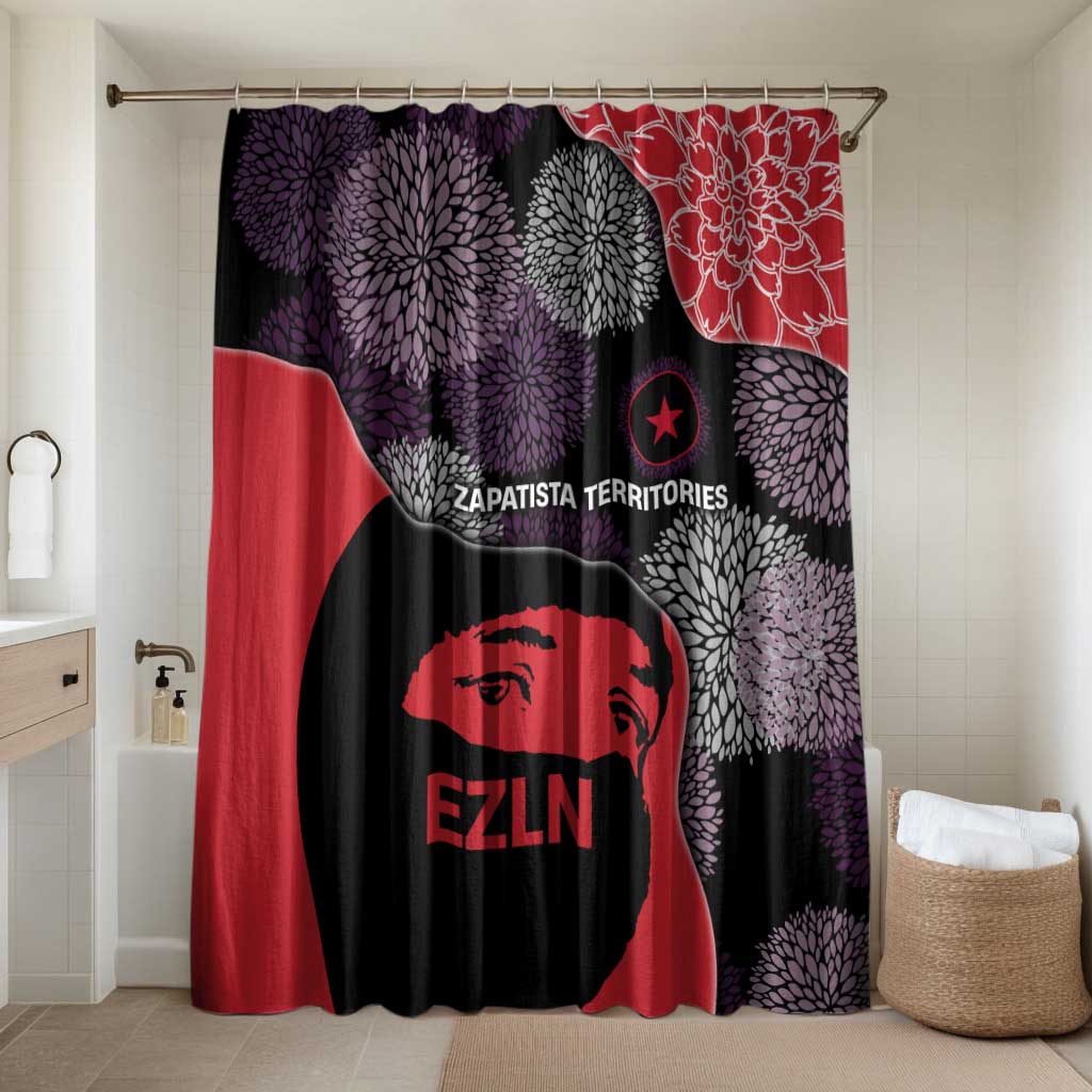 Zapatista Territories Bathroom Set Mexico with EZLN Masked Face and Floral - Wonder Print Shop