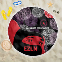Zapatista Territories Beach Blanket Mexico with EZLN Masked Face and Floral - Wonder Print Shop
