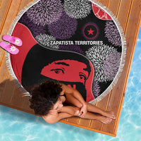 Zapatista Territories Beach Blanket Mexico with EZLN Masked Face and Floral - Wonder Print Shop