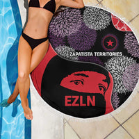 Zapatista Territories Beach Blanket Mexico with EZLN Masked Face and Floral - Wonder Print Shop