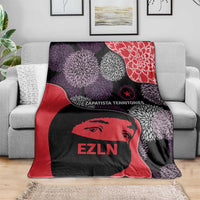 Zapatista Territories Blanket Mexico with EZLN Masked Face and Floral - Wonder Print Shop