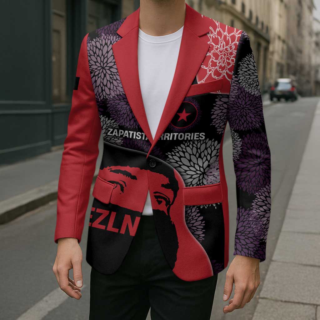 Zapatista Territories Blazer Mexico with EZLN Masked Face and Floral - Wonder Print Shop