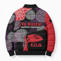 Zapatista Territories Bomber Puffer Jacket Mexico with EZLN Masked Face and Floral - Wonder Print Shop