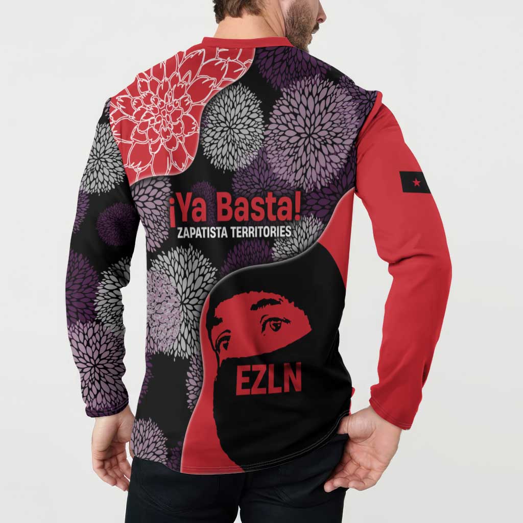 Zapatista Territories Button Sweatshirt Mexico with EZLN Masked Face and Floral - Wonder Print Shop