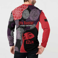Zapatista Territories Button Sweatshirt Mexico with EZLN Masked Face and Floral - Wonder Print Shop