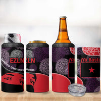 Zapatista Territories 4 in 1 Can Cooler Tumbler Mexico with EZLN Masked Face and Floral - Wonder Print Shop