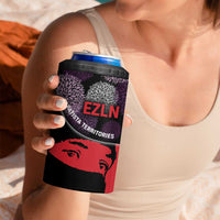 Zapatista Territories 4 in 1 Can Cooler Tumbler Mexico with EZLN Masked Face and Floral - Wonder Print Shop