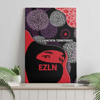 Zapatista Territories Canvas Wall Art Mexico with EZLN Masked Face and Floral - Wonder Print Shop