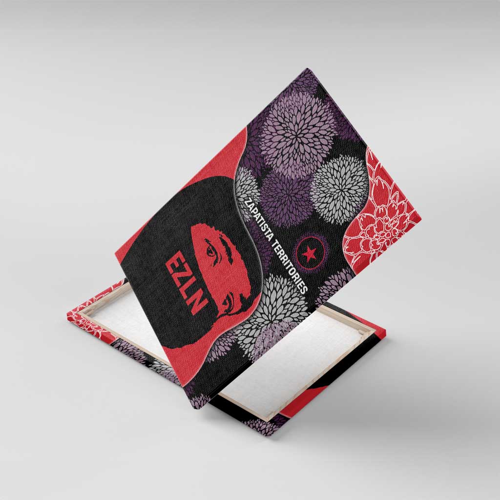 Zapatista Territories Canvas Wall Art Mexico with EZLN Masked Face and Floral - Wonder Print Shop