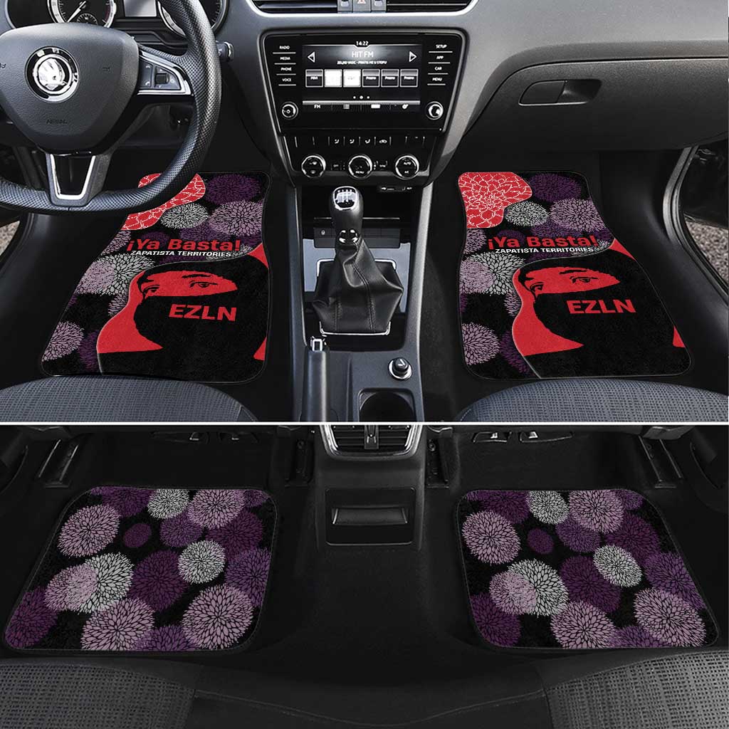 Zapatista Territories Car Mats Mexico with EZLN Masked Face and Floral - Wonder Print Shop