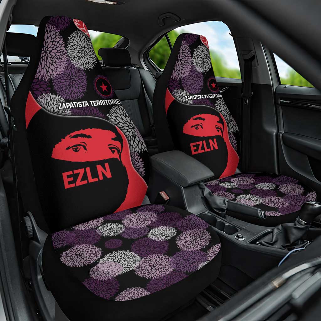 Zapatista Territories Car Seat Cover Mexico with EZLN Masked Face and Floral - Wonder Print Shop