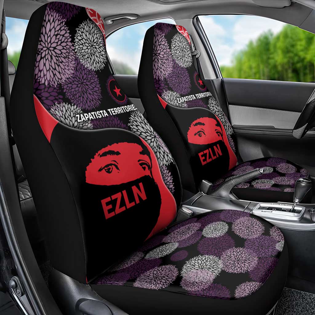 Zapatista Territories Car Seat Cover Mexico with EZLN Masked Face and Floral - Wonder Print Shop
