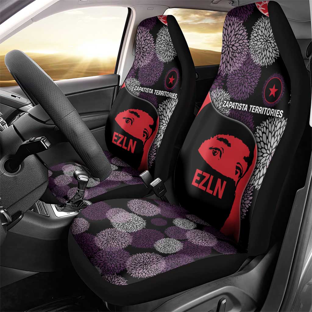Zapatista Territories Car Seat Cover Mexico with EZLN Masked Face and Floral - Wonder Print Shop