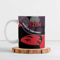 Zapatista Territories Ceramic Mug Mexico with EZLN Masked Face and Floral - Wonder Print Shop