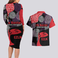 Zapatista Territories Couples Matching Long Sleeve Bodycon Dress and Hawaiian Shirt Mexico with EZLN Masked Face and Floral - Wonder Print Shop