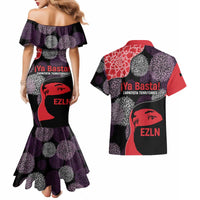 Zapatista Territories Couples Matching Mermaid Dress and Hawaiian Shirt Mexico with EZLN Masked Face and Floral - Wonder Print Shop