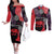 Zapatista Territories Couples Matching Off The Shoulder Long Sleeve Dress and Long Sleeve Button Shirt Mexico with EZLN Masked Face and Floral - Wonder Print Shop