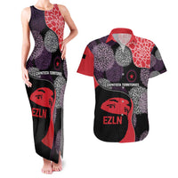 Zapatista Territories Couples Matching Tank Maxi Dress and Hawaiian Shirt Mexico with EZLN Masked Face and Floral - Wonder Print Shop