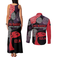 Zapatista Territories Couples Matching Tank Maxi Dress and Long Sleeve Button Shirt Mexico with EZLN Masked Face and Floral - Wonder Print Shop