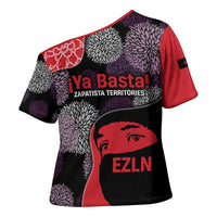 Zapatista Territories Cross Shoulder Shirt Mexico with EZLN Masked Face and Floral - Wonder Print Shop