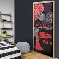 Zapatista Territories Door Cover Mexico with EZLN Masked Face and Floral - Wonder Print Shop