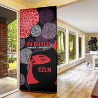 Zapatista Territories Door Cover Mexico with EZLN Masked Face and Floral - Wonder Print Shop