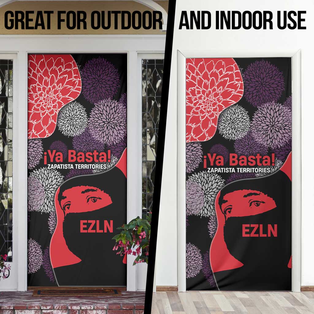 Zapatista Territories Door Cover Mexico with EZLN Masked Face and Floral - Wonder Print Shop