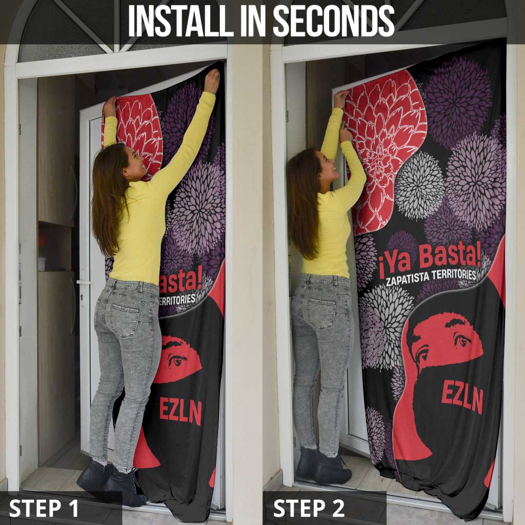 Zapatista Territories Door Cover Mexico with EZLN Masked Face and Floral - Wonder Print Shop