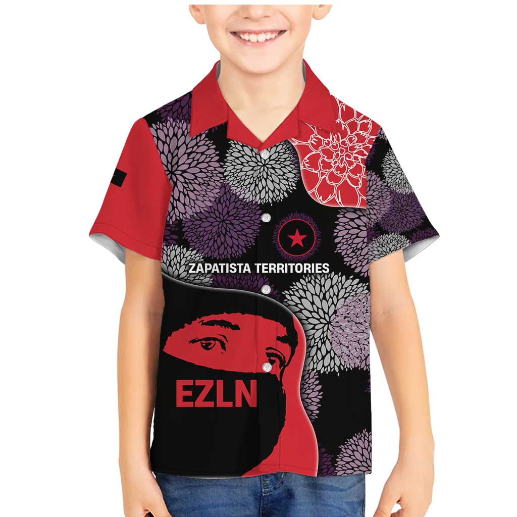 Zapatista Territories Family Matching Mermaid Dress and Hawaiian Shirt Mexico with EZLN Masked Face and Floral - Wonder Print Shop