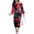 Zapatista Territories Family Matching Off The Shoulder Long Sleeve Dress and Hawaiian Shirt Mexico with EZLN Masked Face and Floral - Wonder Print Shop