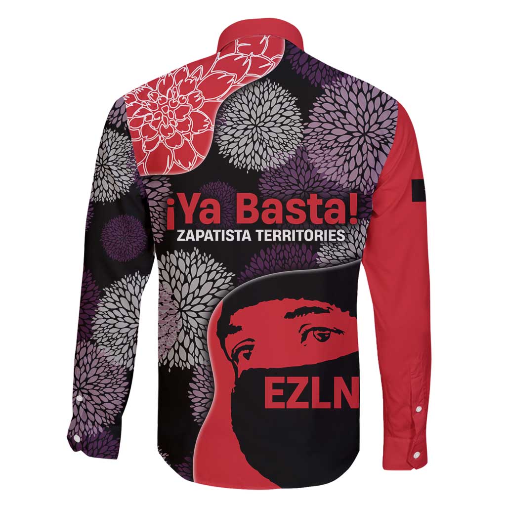 Zapatista Territories Family Matching Off Shoulder Maxi Dress and Hawaiian Shirt Mexico with EZLN Masked Face and Floral - Wonder Print Shop