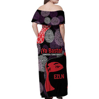 Zapatista Territories Family Matching Off Shoulder Maxi Dress and Hawaiian Shirt Mexico with EZLN Masked Face and Floral - Wonder Print Shop