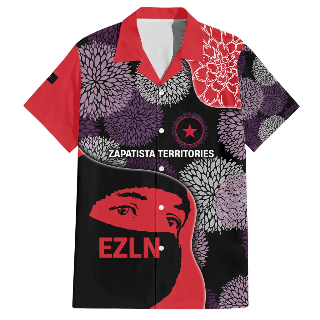 Zapatista Territories Family Matching Short Sleeve Bodycon Dress and Hawaiian Shirt Mexico with EZLN Masked Face and Floral - Wonder Print Shop
